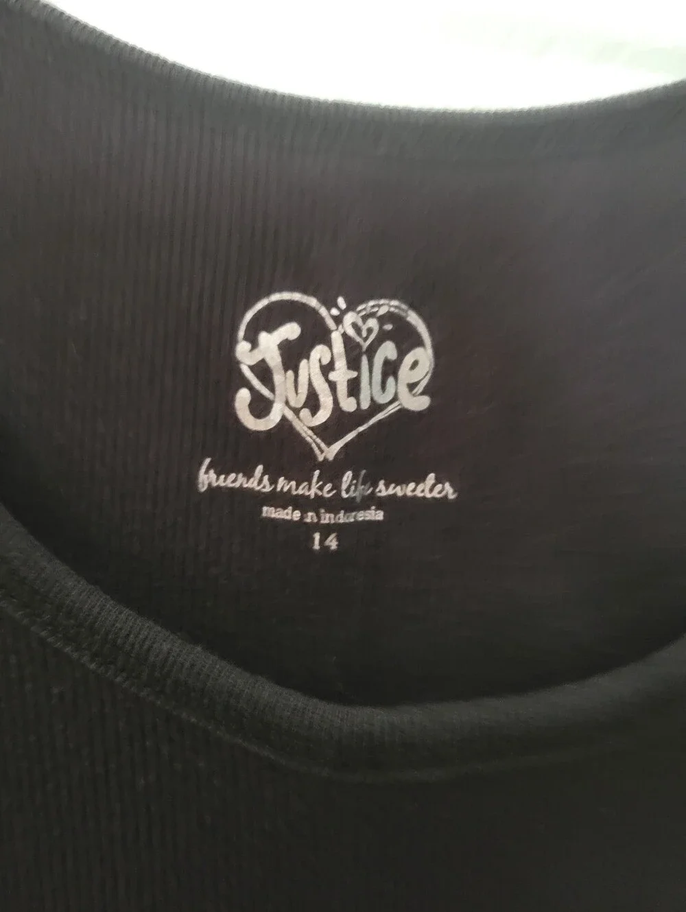 Justice Black Ribbed Tank Top for Kids